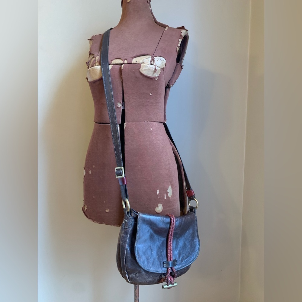 HideSign leather crossbody purse, distressed hippy boho, bohemian bag - Picture 2 of 16